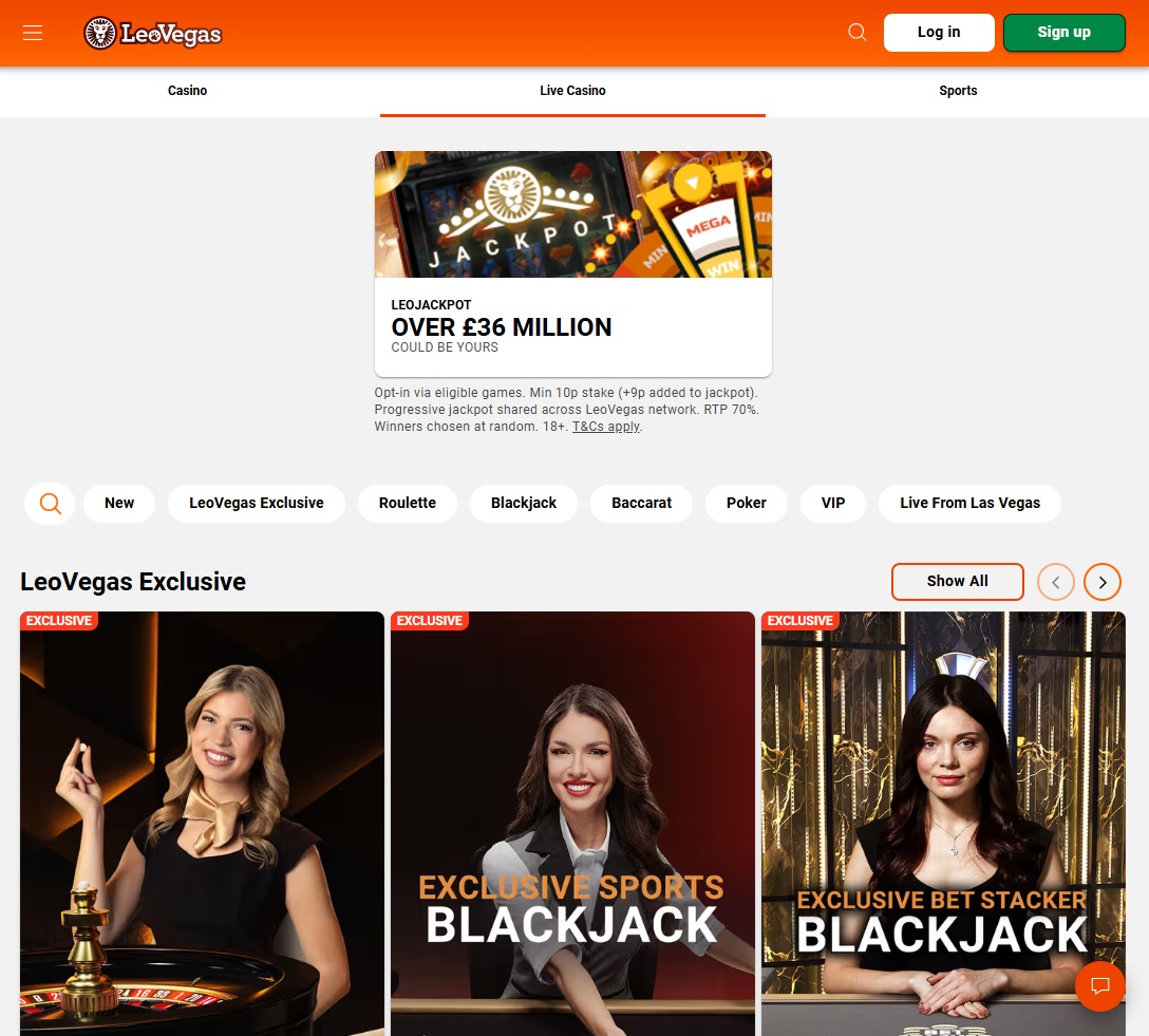 LeoVegas Casino Screenshot 2