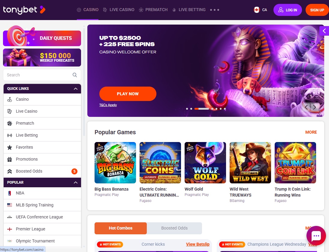 TonyBet Casino Screenshot 1