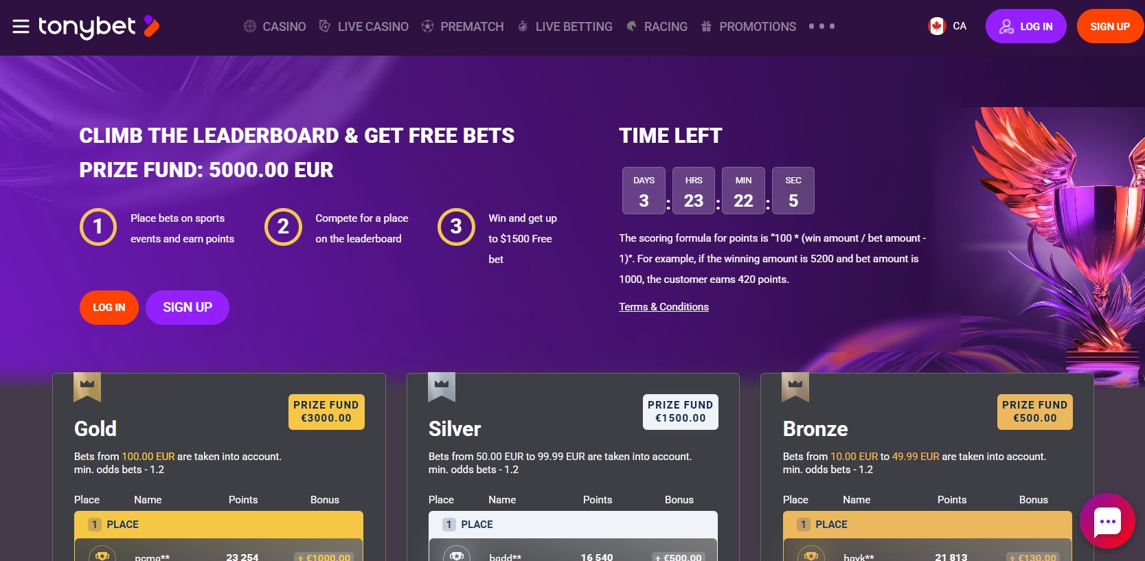 TonyBet Sport Screenshot 2